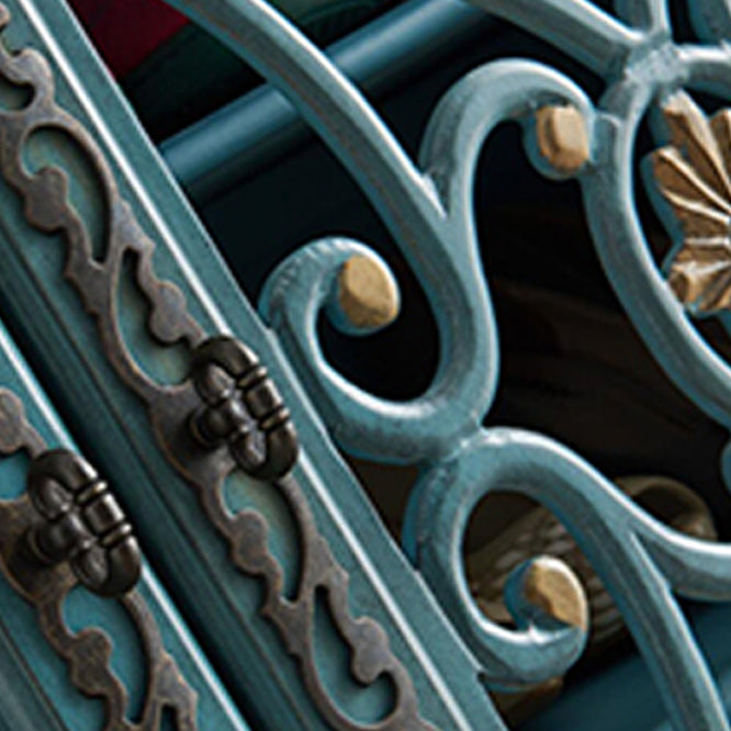 Cabinet di accento in legno solido industriale con 2 cassetti e 2 porte