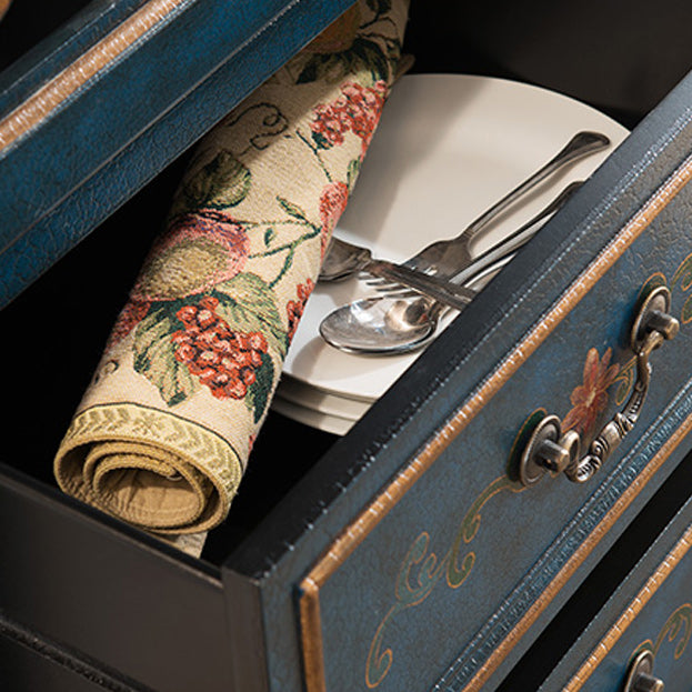Industrial Rectangle Accent Cabinet with 3 Drawers Distressed Finish Cabinet