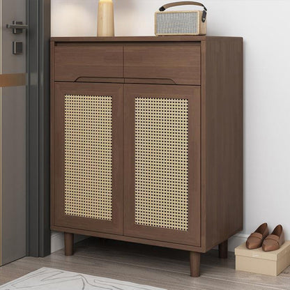 Cabinet d'accent contemporain avec tiroirs et portes en bois massif