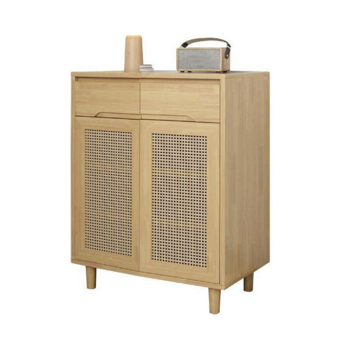 Cabinet d'accent contemporain avec tiroirs et portes en bois massif