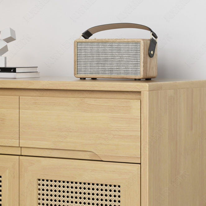 Cabinet d'accent contemporain avec tiroirs et portes en bois massif