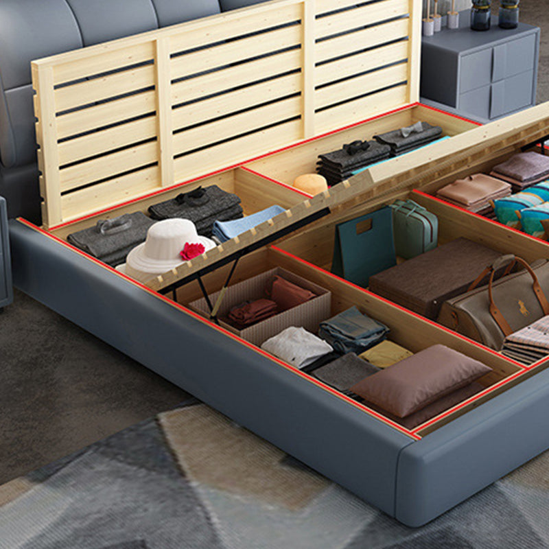 Rangement en bois de pin contemporain avec dossier de tête de tête de rangement