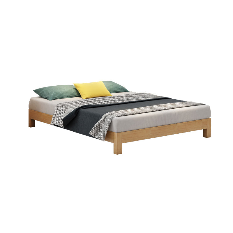 Modern natuurlijk houten paneelbed minimalistisch laag profiel rechthoekig bed