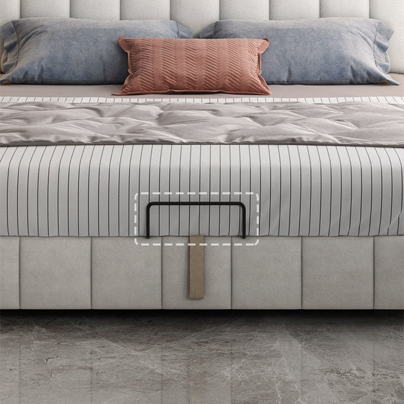 Glam wood Bed Frame Faux Leather Standard Bed with Upholstered Headboard for Bedroom Clearhalo 'Bedroom Furniture' 'Beds' 'furn' 'furn_beds' 'Furniture' 5954203