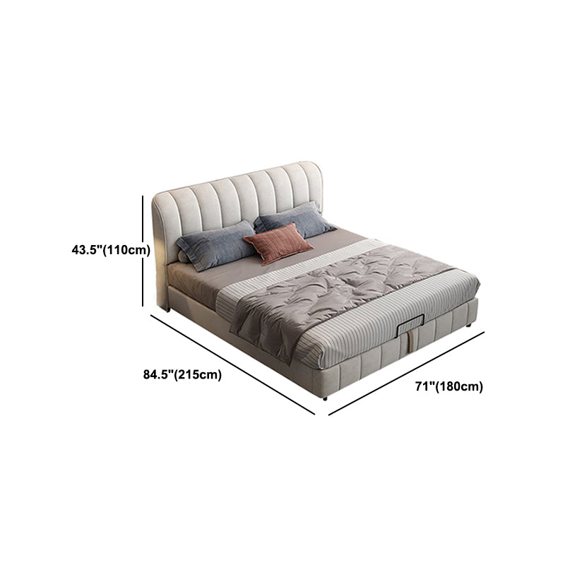 Glam wood Bed Frame Faux Leather Standard Bed with Upholstered Headboard for Bedroom Clearhalo 'Bedroom Furniture' 'Beds' 'furn' 'furn_beds' 'Furniture' 5954207