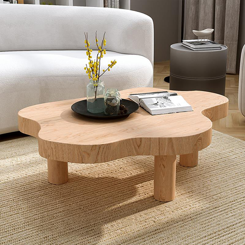Solid Wood Cloud-Shaped Coffee Table Nordic 3 Legs Cocktail Table Wood Clearhalo 'Coffee & Accent Tables' 'Coffee Tables' 'coffee_tables' 'furn' 'furn_coffee_tables' 'Furniture' 'Living Room Furniture' 5954223