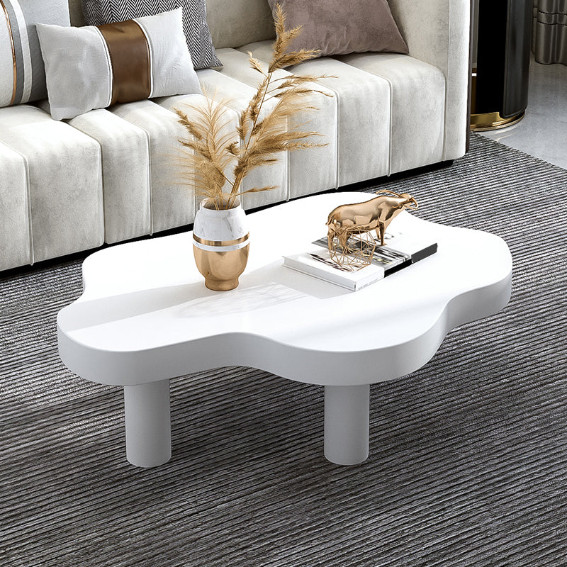 Solid Wood Cloud-Shaped Coffee Table Nordic 3 Legs Cocktail Table White Clearhalo 'Coffee & Accent Tables' 'Coffee Tables' 'coffee_tables' 'furn' 'furn_coffee_tables' 'Furniture' 'Living Room Furniture' 5954224
