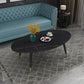 Elliptical Stone Top Cocktail Table 4 Legs 1 Single Coffee Table Black Gold Oval Clearhalo 'Coffee & Accent Tables' 'Coffee Tables' 'coffee_tables' 'furn' 'furn_coffee_tables' 'Furniture' 'Living Room Furniture' 5954240
