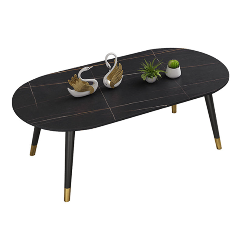 Elliptical Stone Top Cocktail Table 4 Legs 1 Single Coffee Table Clearhalo 'Coffee & Accent Tables' 'Coffee Tables' 'coffee_tables' 'furn' 'furn_coffee_tables' 'Furniture' 'Living Room Furniture' 5954246