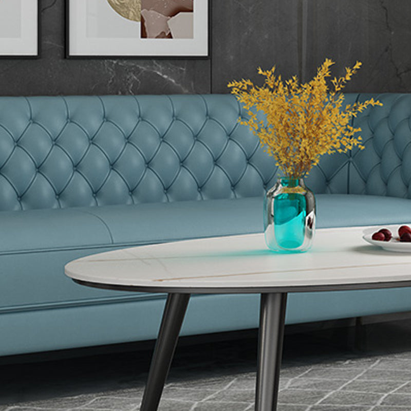 Elliptical Stone Top Cocktail Table 4 Legs 1 Single Coffee Table Clearhalo 'Coffee & Accent Tables' 'Coffee Tables' 'coffee_tables' 'furn' 'furn_coffee_tables' 'Furniture' 'Living Room Furniture' 5954247