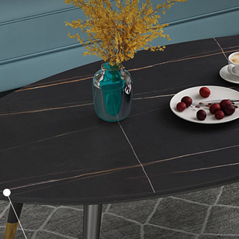 Elliptical Stone Top Cocktail Table 4 Legs 1 Single Coffee Table Clearhalo 'Coffee & Accent Tables' 'Coffee Tables' 'coffee_tables' 'furn' 'furn_coffee_tables' 'Furniture' 'Living Room Furniture' 5954249