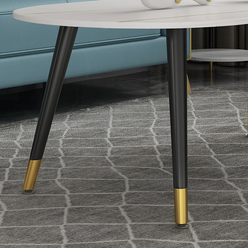 Elliptical Stone Top Cocktail Table 4 Legs 1 Single Coffee Table Clearhalo 'Coffee & Accent Tables' 'Coffee Tables' 'coffee_tables' 'furn' 'furn_coffee_tables' 'Furniture' 'Living Room Furniture' 5954250