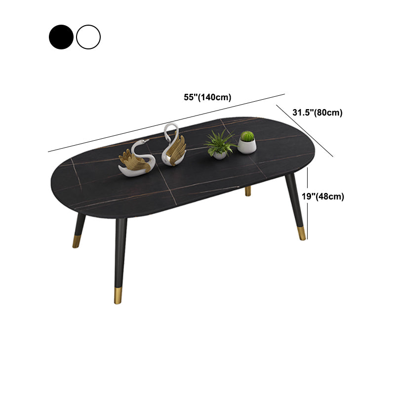 Elliptical Stone Top Cocktail Table 4 Legs 1 Single Coffee Table Clearhalo 'Coffee & Accent Tables' 'Coffee Tables' 'coffee_tables' 'furn' 'furn_coffee_tables' 'Furniture' 'Living Room Furniture' 5954258