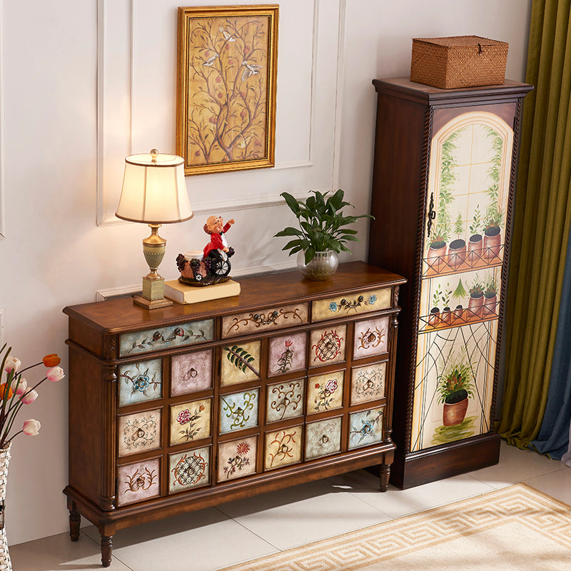 長方形の産業アクセントキャビネットウッドノブキャビネットの引き出し付き