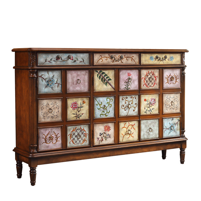 長方形の産業アクセントキャビネットウッドノブキャビネットの引き出し付き