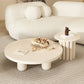 Contemporary Round Bunching Tables with Solid Wood Base Coffee Table