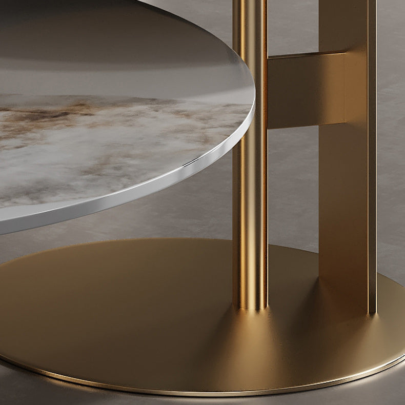 Tavolino rotondo in stile glam con base di piedistallo in acciaio