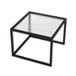 Contemporary Square Nesting Coffee Table Set with Glass Top and Iron Base