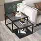 Contemporary Square Nesting Coffee Table Set with Glass Top and Iron Base