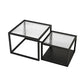 Contemporary Square Nesting Coffee Table Set with Glass Top and Iron Base