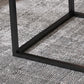 Contemporary Square Nesting Coffee Table Set with Glass Top and Iron Base