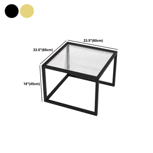 Contemporary Square Nesting Coffee Table Set with Glass Top and Iron Base
