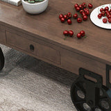 Modern Abstract Wooden Coffee Table Rectangular Top Shape Cocktail Table