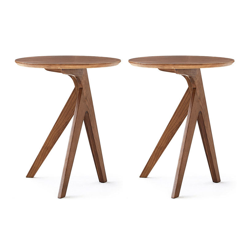 Tavolo da parte superiore rotondo in legno massiccio 23,6 "TABELLO DI FINE 3 gambe alto