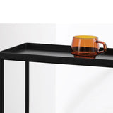 Rectangle Glass/ Metal Top Side Table 27.5" Tall 4 Legs End Table with Shelf