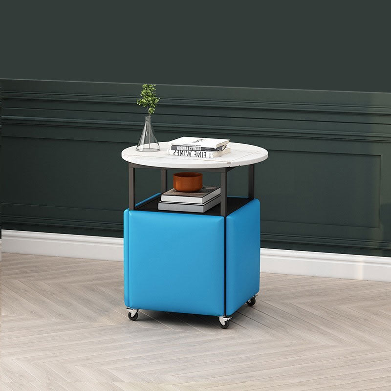 25.6" Tall Contemporary Style Side End Table Round Sofa Side Accent Table