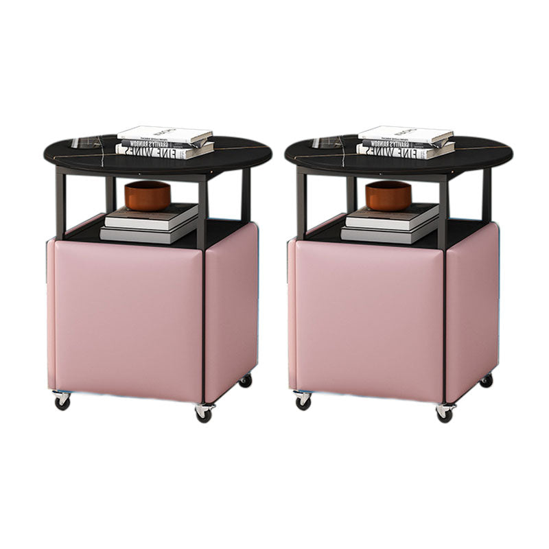 25.6" Tall Contemporary Style Side End Table Round Sofa Side Accent Table