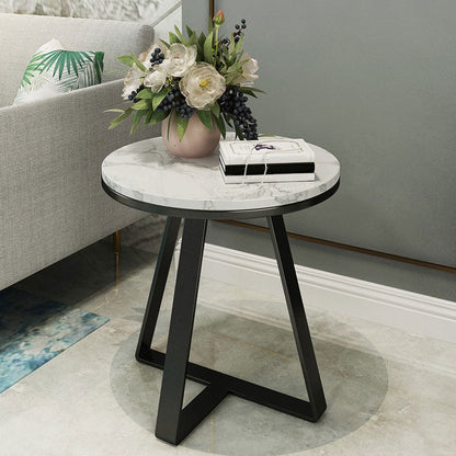 19.69 inch Wide Contemporary Style Side End Table Metal Round Sofa Side Accent Table Black 1 Clearhalo 'Coffee & Accent Tables' 'End & Side Tables' 'end_side_tables' 'furn' 'furn_end_side_tables' 'Furniture' 'Living Room Furniture' 5954821