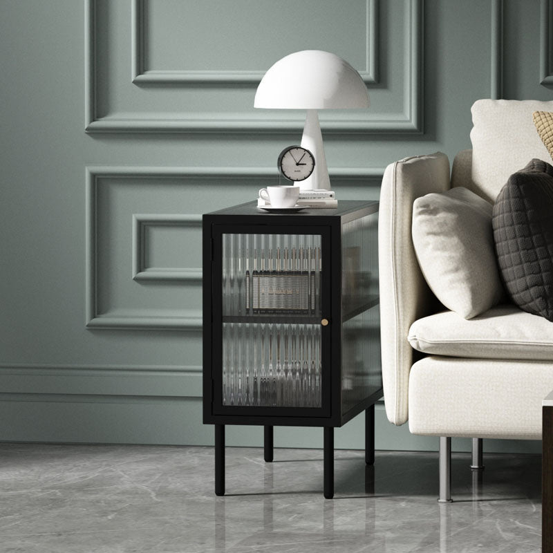 Metal Rectangle Top Side Table 23.6" Tall 4 Legs End Table with Storage Clearhalo 'Coffee & Accent Tables' 'End & Side Tables' 'end_side_tables' 'furn' 'furn_end_side_tables' 'Furniture' 'Living Room Furniture' 5954841