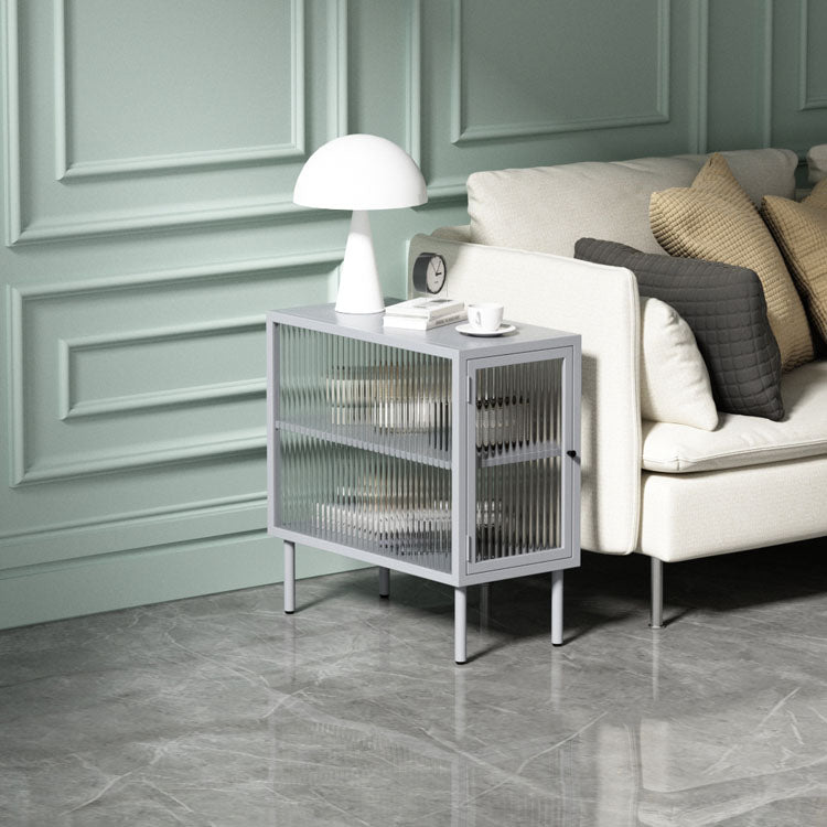 Metal Rectangle Top Side Table 23.6" Tall 4 Legs End Table with Storage Grey 1 Clearhalo 'Coffee & Accent Tables' 'End & Side Tables' 'end_side_tables' 'furn' 'furn_end_side_tables' 'Furniture' 'Living Room Furniture' 5954842