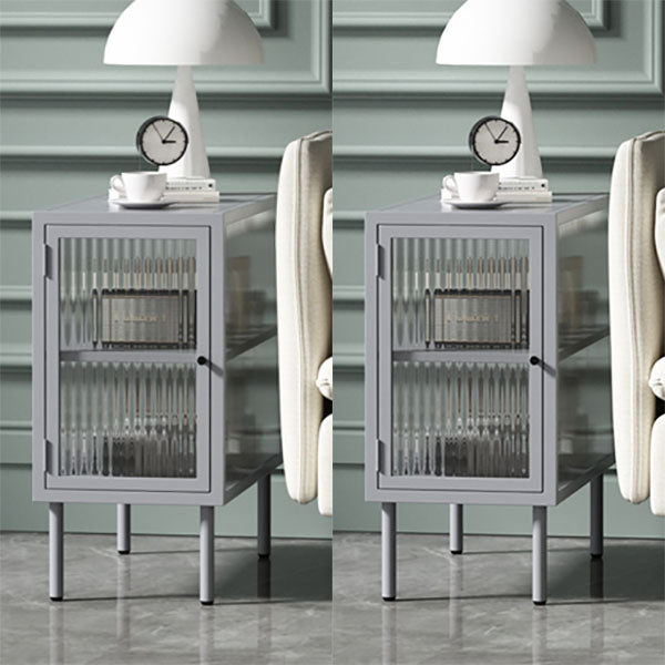 Metal Rectangle Top Side Table 23.6" Tall 4 Legs End Table with Storage Grey 2 Clearhalo 'Coffee & Accent Tables' 'End & Side Tables' 'end_side_tables' 'furn' 'furn_end_side_tables' 'Furniture' 'Living Room Furniture' 5954844