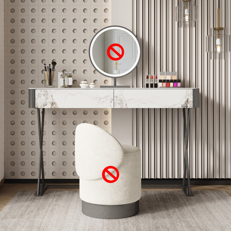Luxurious Vanity Set 2 Storage Drawers with Padded Stool in White