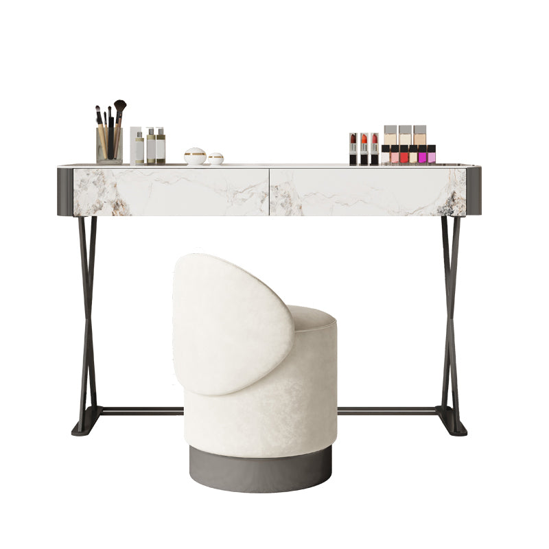 Luxurious Vanity Set 2 Storage Drawers with Padded Stool in White