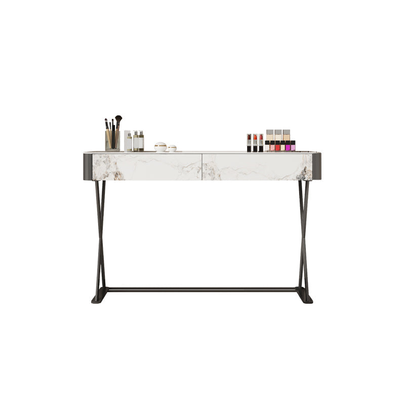 Luxurious Vanity Set 2 Storage Drawers with Padded Stool in White