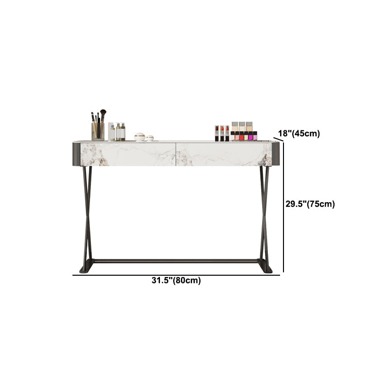 Luxurious Vanity Set 2 Storage Drawers with Padded Stool in White