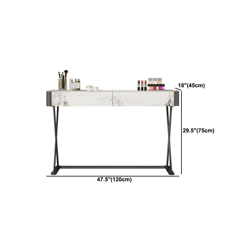Luxurious Vanity Set 2 Storage Drawers with Padded Stool in White