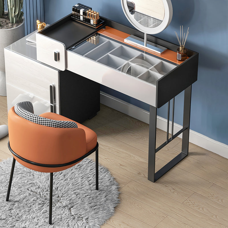 Contemporary Glass Top Make-up Vanity 3 Drawer Vanity Dressing Table Set