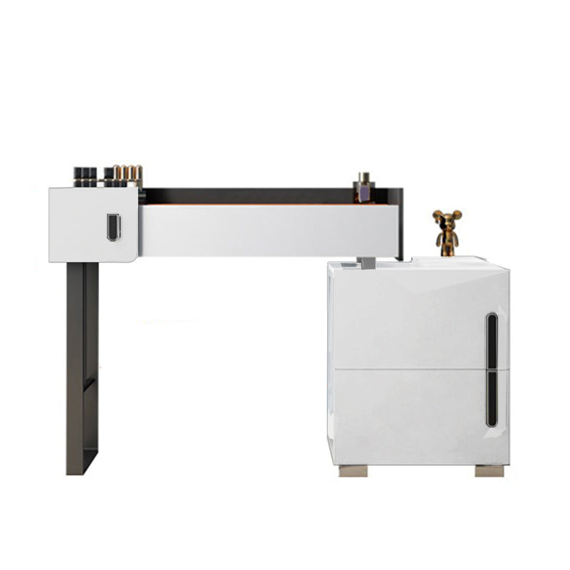 Contemporary Glass Top Make-up Vanity 3 Drawer Vanity Dressing Table Set