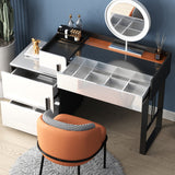Contemporary Glass Top Make-up Vanity 3 Drawer Vanity Dressing Table Set