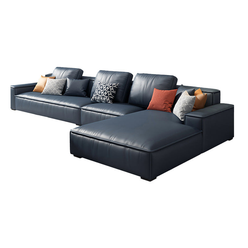 Loose Back Faux Ledersofa mit Chaise Square Arm Sofa - 70,87 "D.