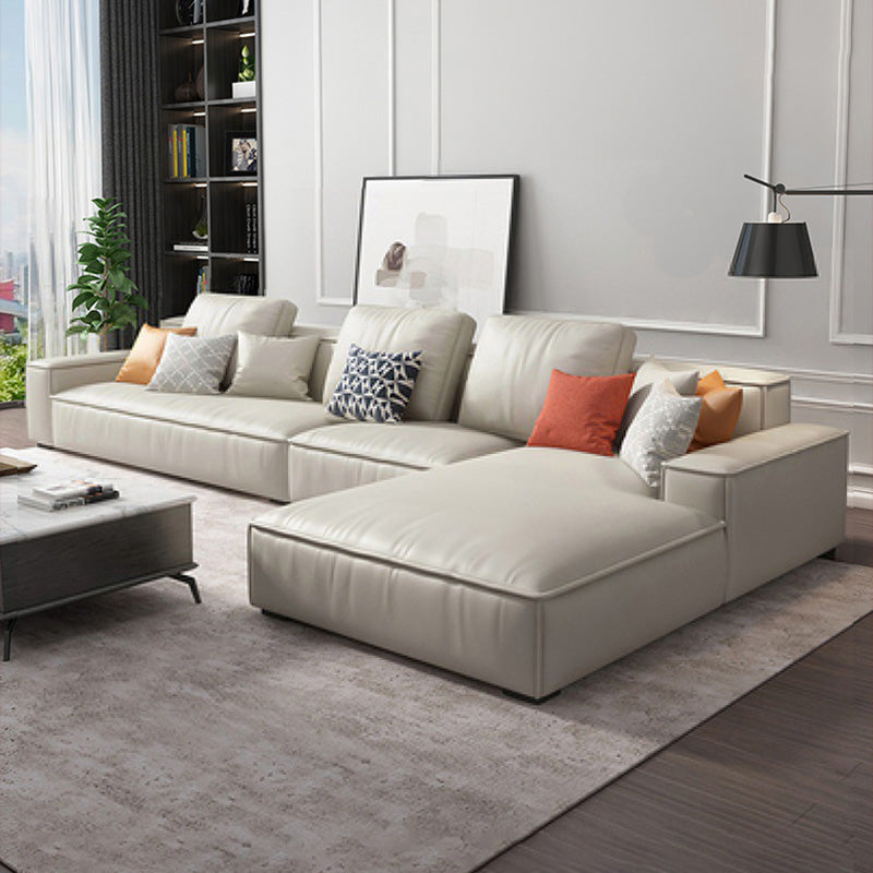 Loose Back Faux Ledersofa mit Chaise Square Arm Sofa - 70,87 "D.