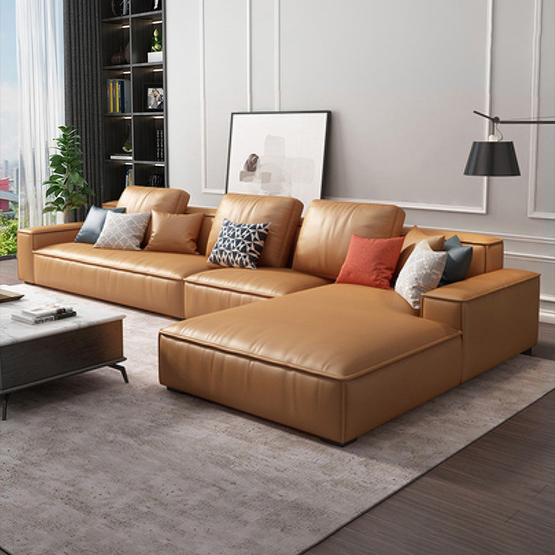 Loose Back Faux Ledersofa mit Chaise Square Arm Sofa - 70,87 "D.