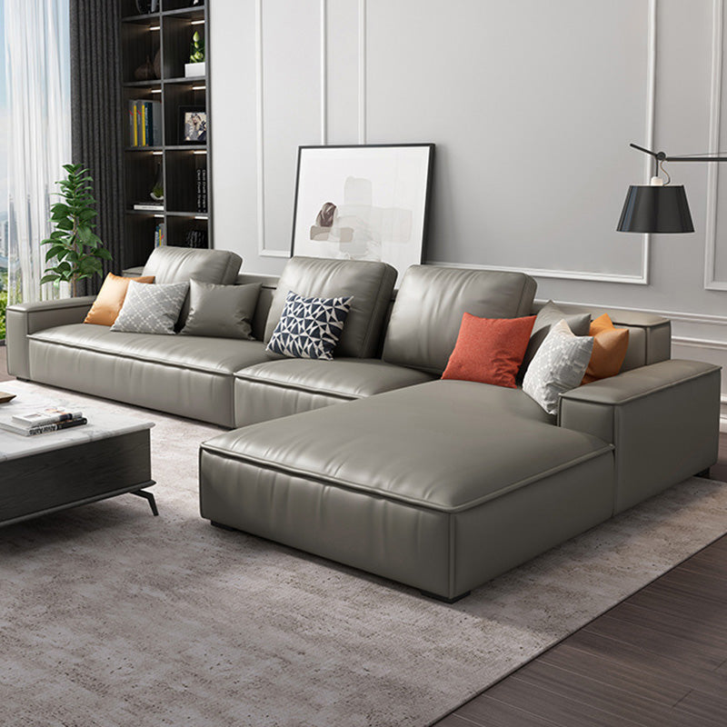 Loose Back Faux Ledersofa mit Chaise Square Arm Sofa - 70,87 "D.