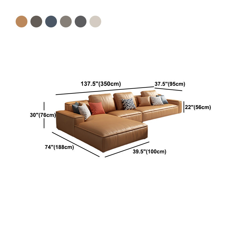 Loose Back Faux Ledersofa mit Chaise Square Arm Sofa - 70,87 "D.