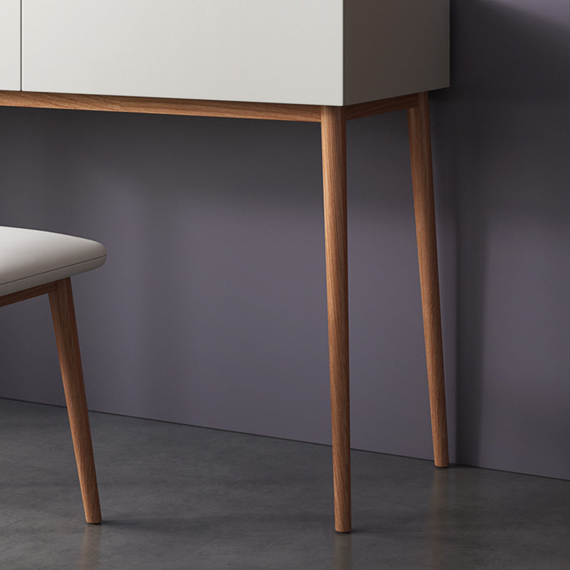 Tavolo da vanità contemporaneo e set di sgabelli con specchio, set di vanità per trucco in legno