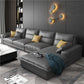 4-Seater Faux Leather Sectional with Pillows Back and Square Arms